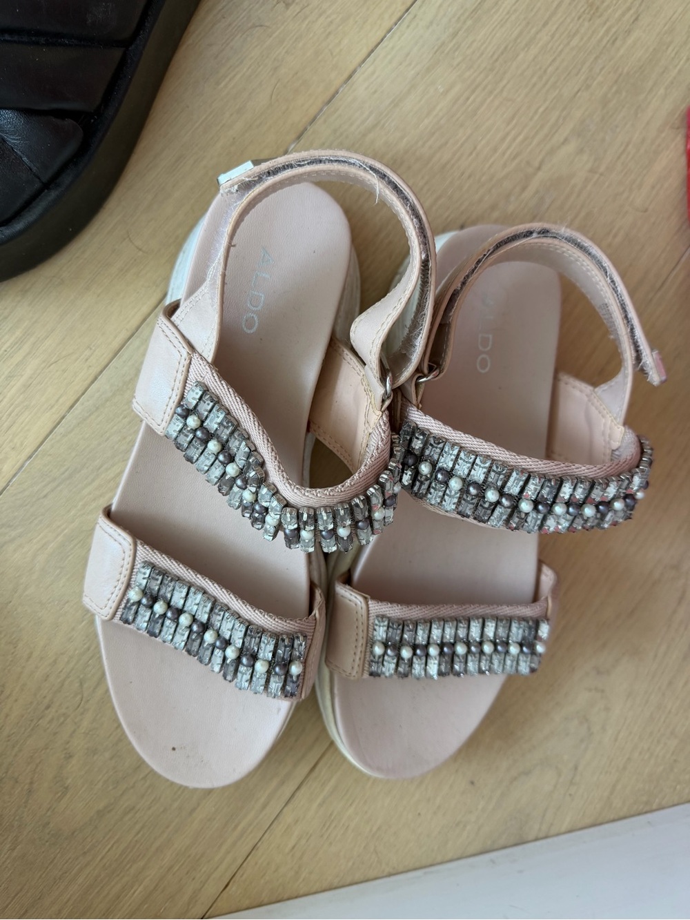 ALDO Blush Pink Beaded Strap Sandals